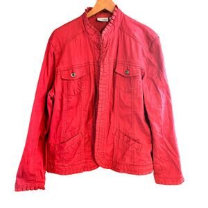 Chico’s Coat Jacket Pink Size XL-SX 3 Long Sleeve Cotton Spandex Clasp Button